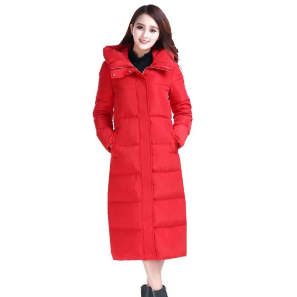 Warm White Duck Down Jacket Women's Hooded Winter ...