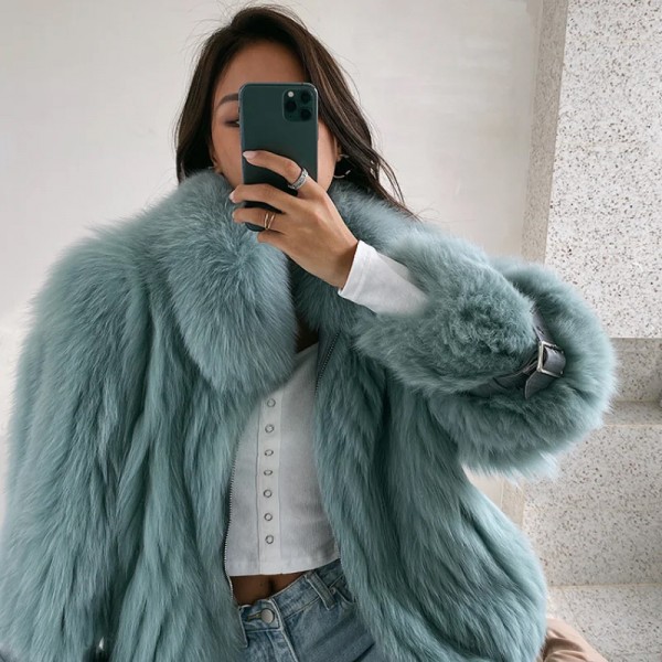 Natural Real Fox Fur Coat Women Winter Clothes Turn Down Collar High-end Casual Thick Warm Fur Jacket New